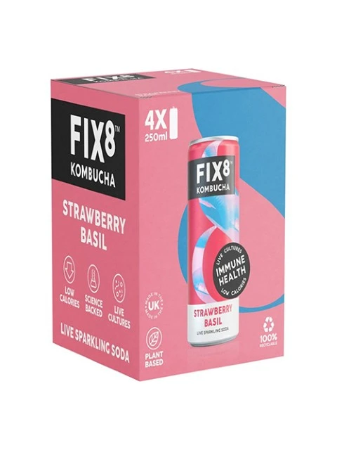 Fix8 Kombucha Strawberry Basil 4X250Ml